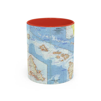 USA - Hawaii (1960) (Map) Accent Coffee Mug-11oz-Red-Go Mug Yourself