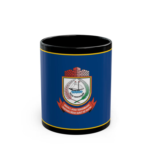 Flag of City of Makassar Indonesia - Black Coffee Mug-11oz-Go Mug Yourself