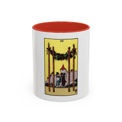 The 4 of Wands (Tarot Card) Accent Coffee Mug