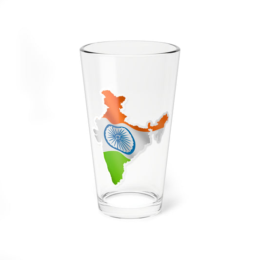 Flag map of India (India) Pint Glass 16oz