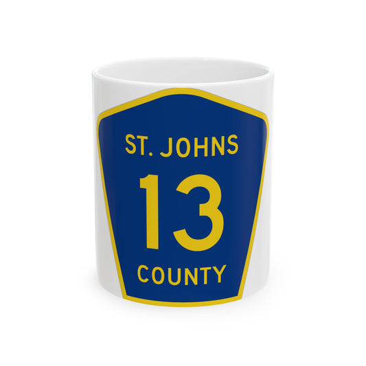 St. Johns County 13 (Florida) (Road Sign) White Coffee Mug