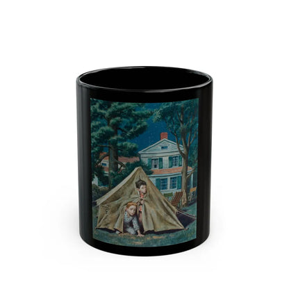 Backyard Campers, Saturday Evening Post cover, September 5, 1953 - Black Coffee Mug-11oz-Go Mug Yourself