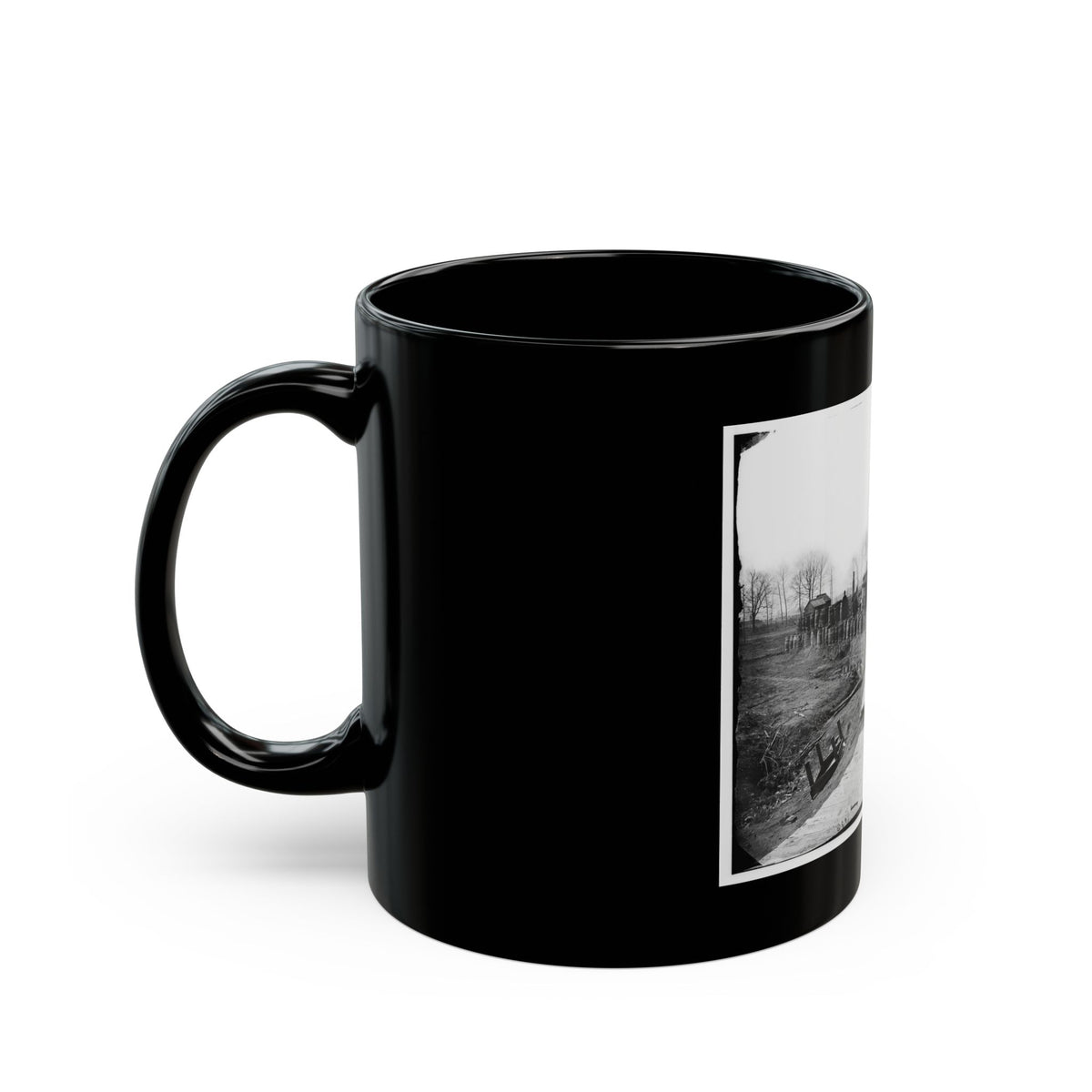 Manassas, Va. Confederate Fortifications, With Federal Soldiers 001 (U.S. Civil War) Black Coffee Mug