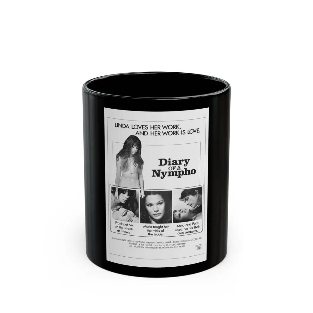 DIARY OF A NYMPHO 1973 Movie Poster - Black Coffee Mug-11oz-Go Mug Yourself