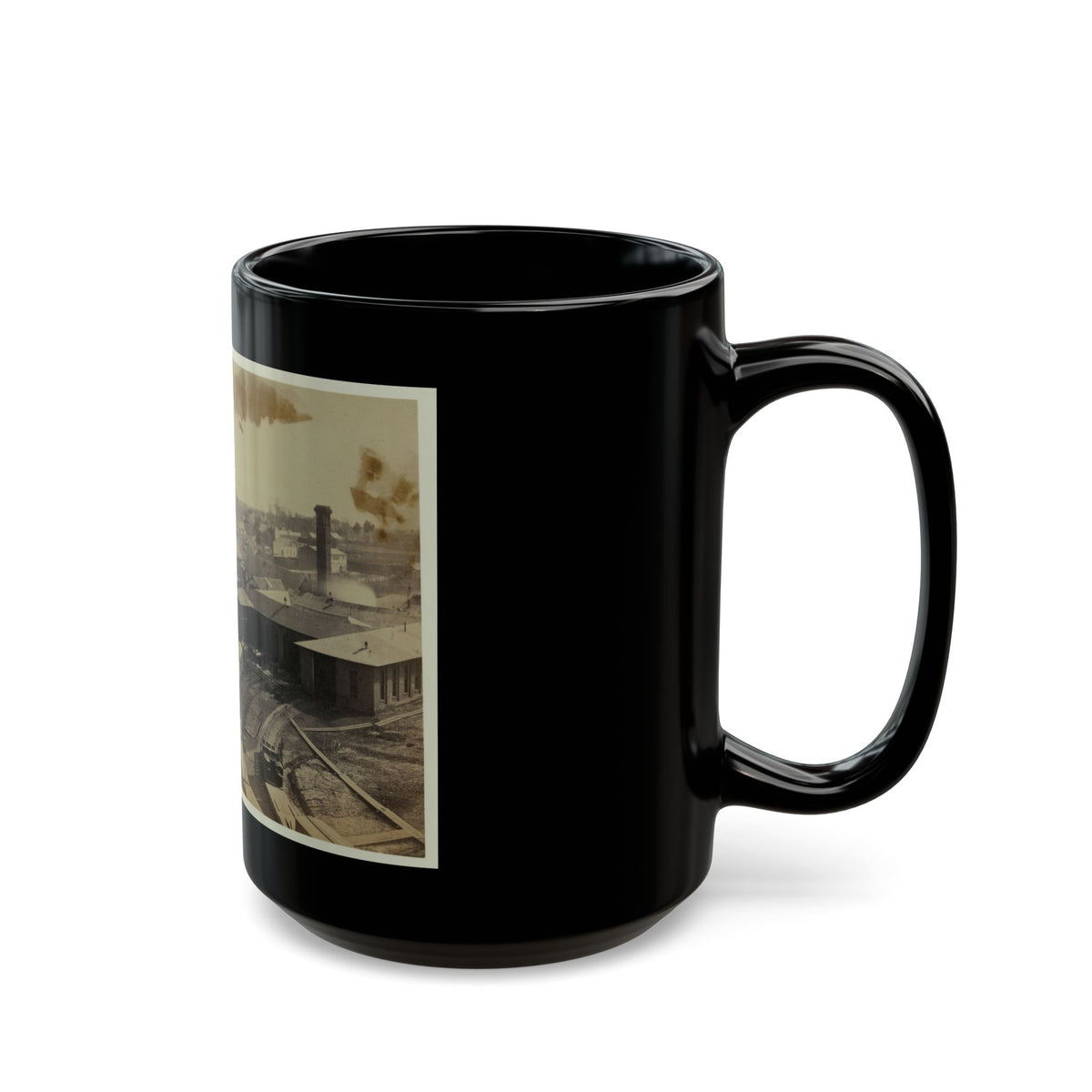 Bird's Eye View Of Machine Shops, With East Yard Of Orange & Alexandria Railroad (U.S. Civil War) Black Coffee Mug