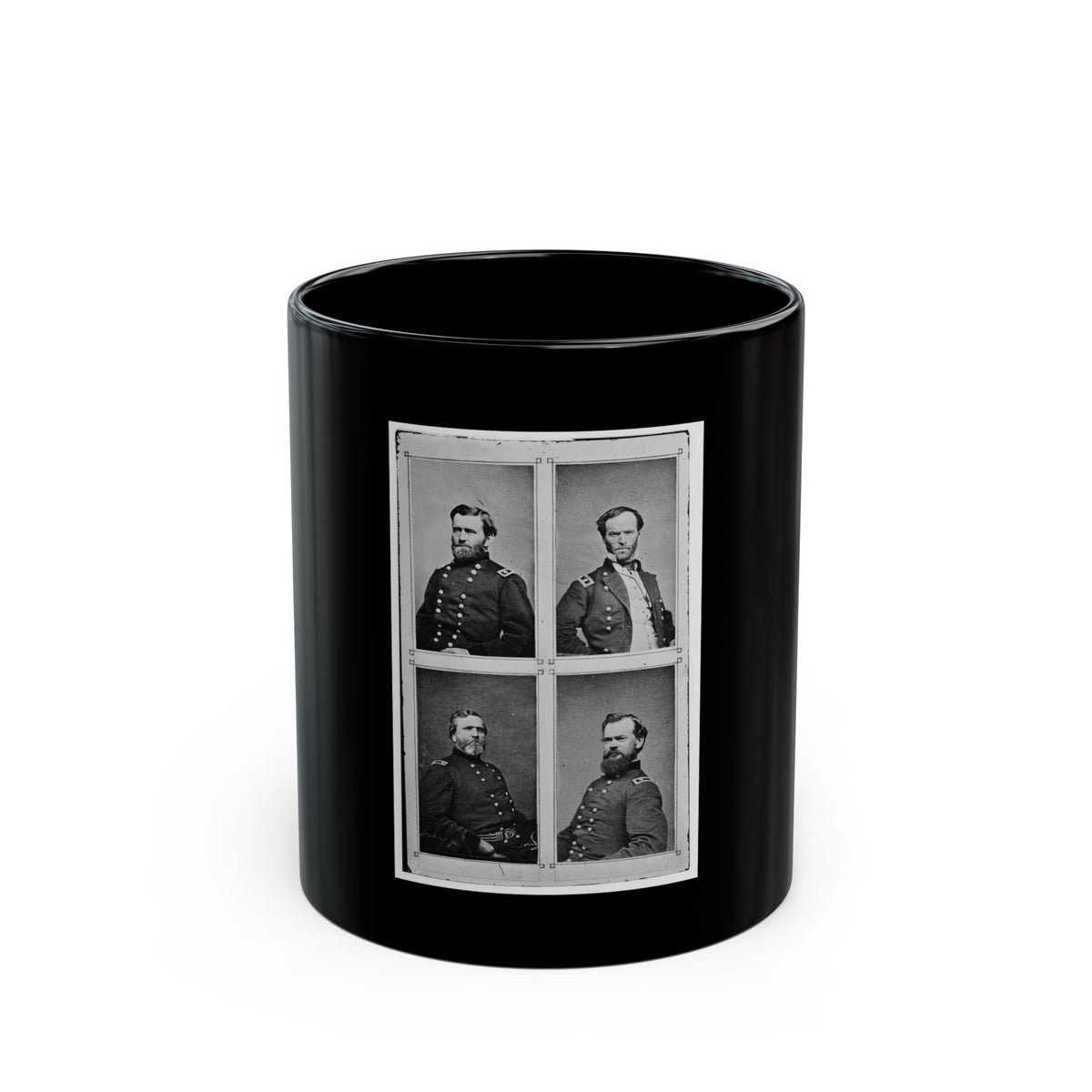 Grant, Sherman, Thomas, And Mcpherson (U.S. Civil War) Black Coffee Mug