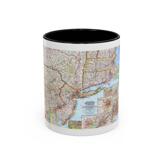 USA - Washington to Boston (1962) (Map) Accent Coffee Mug