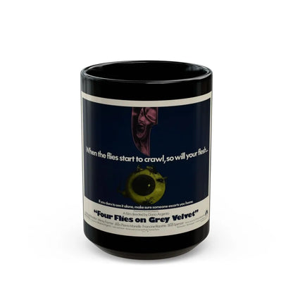 FOUR FLIES ON GREY VELVET 1971 Movie Poster - Black Coffee Mug-15oz-Go Mug Yourself