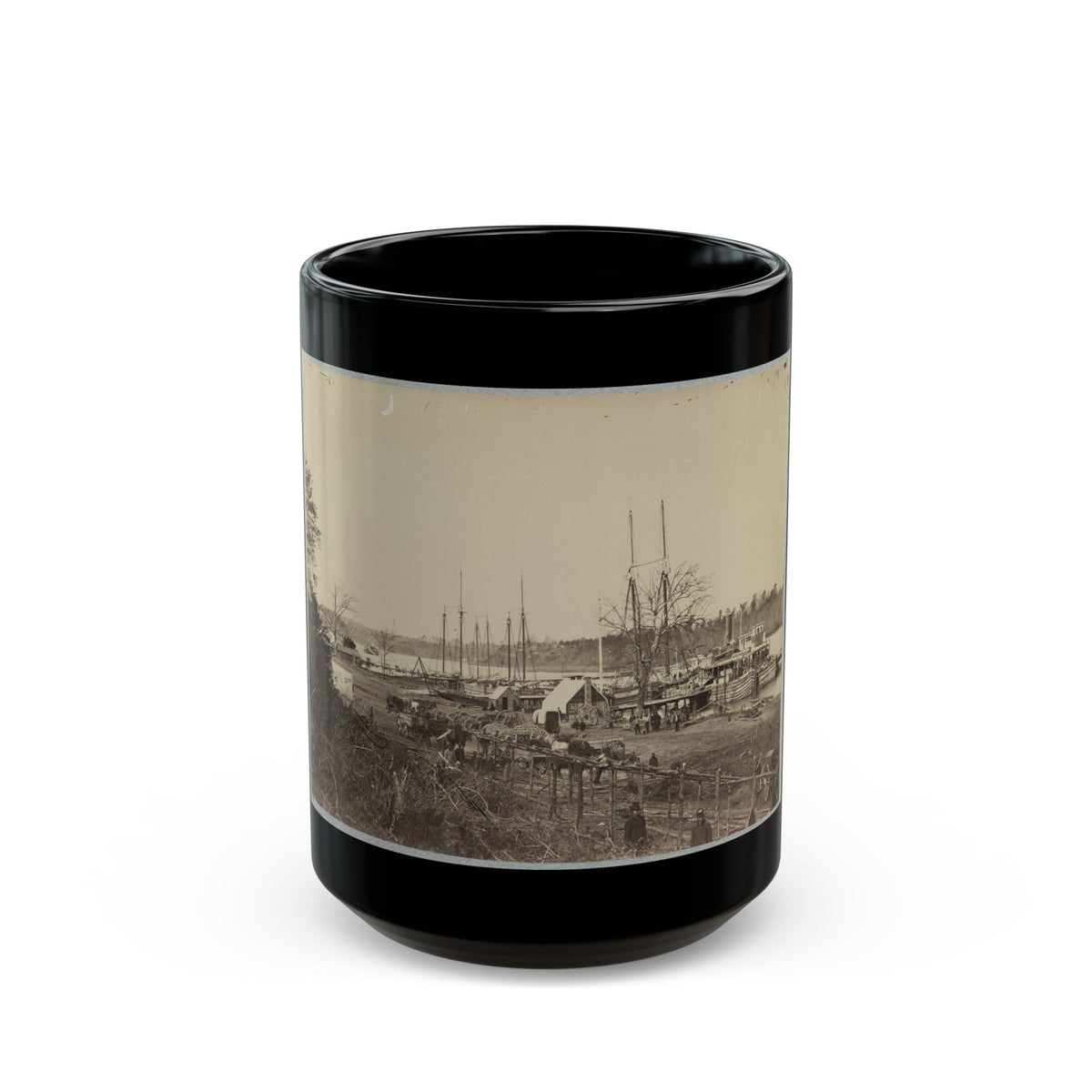 Broadway Landing, Appomattox River, Va., Butler's Signal Tower At Point Of Rocks, In Distance (U.S. Civil War) Black Coffee Mug