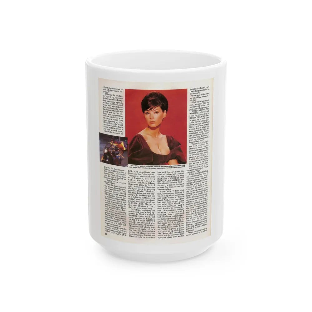 Yvonne Craig #211 - Femme Fatales Mag. December '98 Vol. 7 Issue #7 (Vintage Female Icon) White Coffee Mug-15oz-Go Mug Yourself