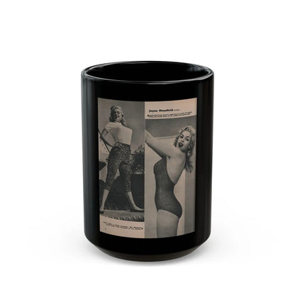 Jayne Mansfield #170 - Fabulous Females Mag. Issue #01 '55 - 2 B&W Photos (Vintage Female Icon) Black Coffee Mug-15oz-Go Mug Yourself