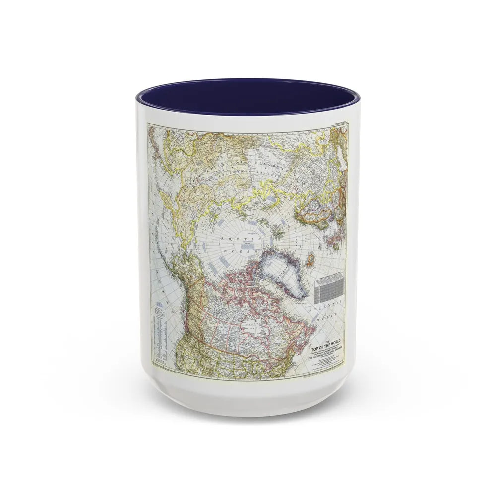 Top Of The World (1949) (Map) Accent Coffee Mug-15oz-Navy-Go Mug Yourself