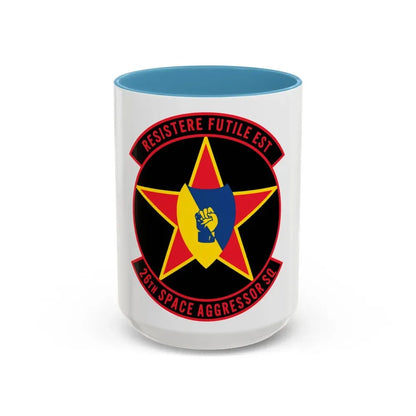 26TH Space Aggressor Sq. v2 (U.S. Air Force) Accent Coffee Mug 15oz Light Blue - Go Mug Yourself