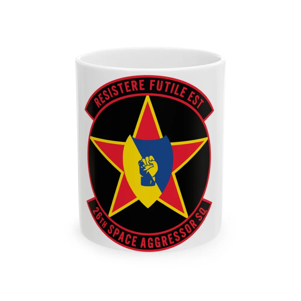 26TH Space Aggressor Sq. v2 (U.S. Air Force) White Coffee Mug-11oz-Go Mug Yourself