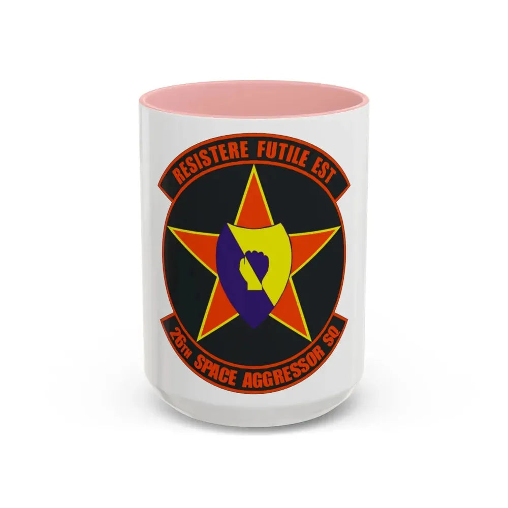 26th Space Aggressor Squadron (U.S. Air Force) Accent Coffee Mug 15oz Pink - Go Mug Yourself