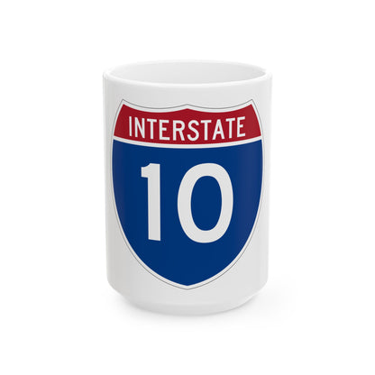 Interstate 10 (U.S. Highways) White Coffee Mug