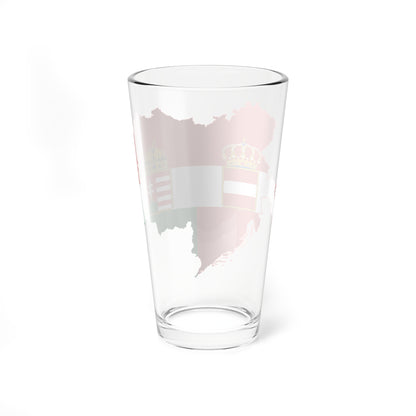 Flag map of the Austro-Hungarian Empire civil ensign (Hungary) Pint Glass 16oz