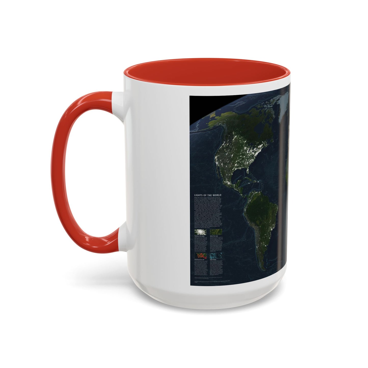 World Map - Earth at Night (2004) (Map) Accent Coffee Mug