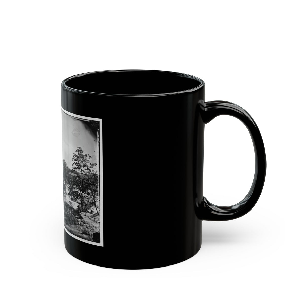 Petersburg, Va., Vicinity. Johnson's Mill On The Appomattox Near Campbell's Bridge; Soldiers Standing On Rocks In The Stream (U.S. Civil War) Black Coffee Mug