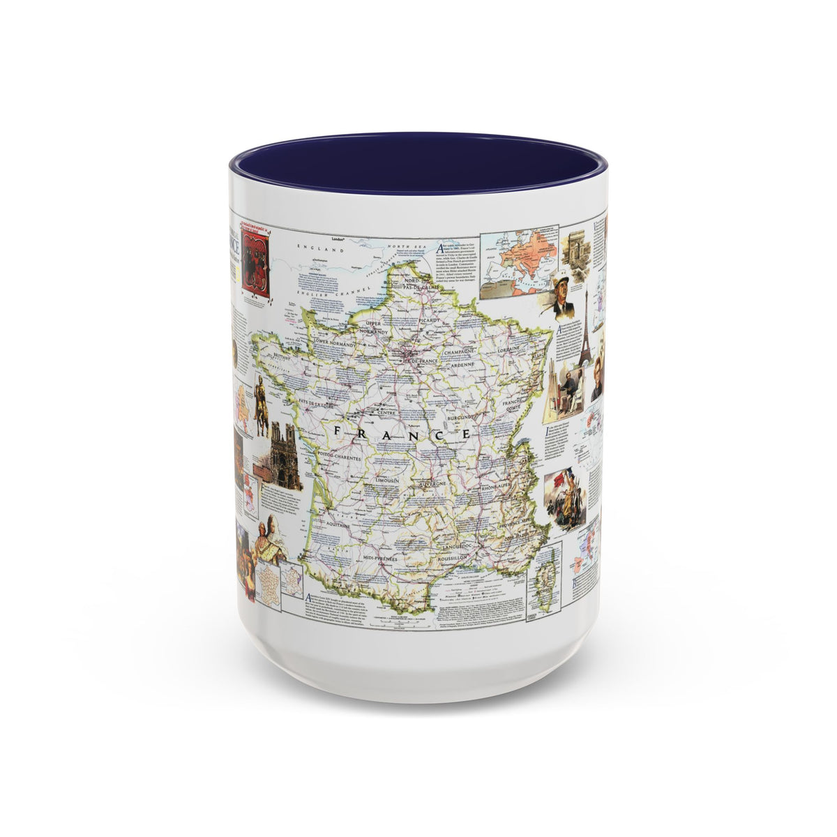 France- - Historical Evolution of a Nation (1989) (Map) Accent Coffee Mug