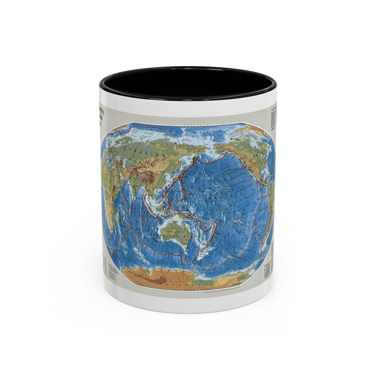 World Map - Tectonic Plates (1999) (Map) Accent Coffee Mug