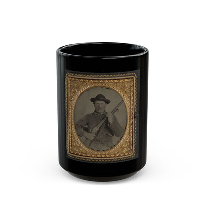 Unidentified Soldier In Confederate Uniform With Berdan's Sharps Rifle And Colt 1862 Police Model Pistol (U.S. Civil War) Black Coffee Mug