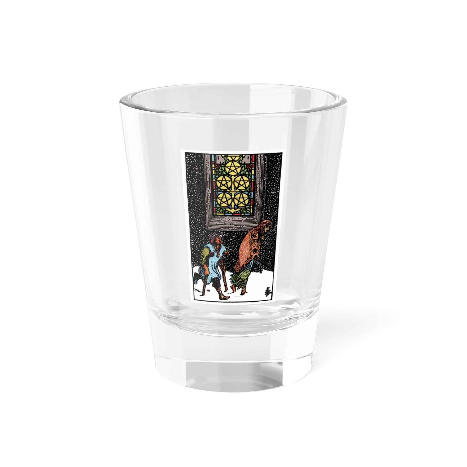 The 5 of Pentacles (Tarot Card) Shot Glass 1.5oz-1.5oz-Go Mug Yourself