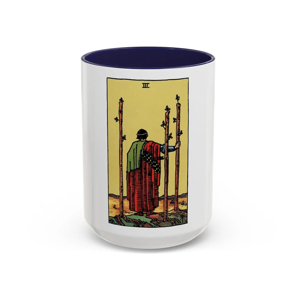 The 3 of Wands (Tarot Card) Accent Coffee Mug-15oz-Navy-Go Mug Yourself