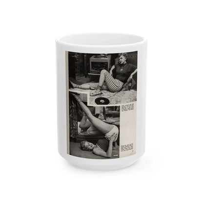 Barbara Nichols #328 - Page 6 of 7 with, 2 B&W Photos from American Beauties Mag. Fall '53 (Vintage Female Icon) White Coffee Mug-15oz-Go Mug Yourself