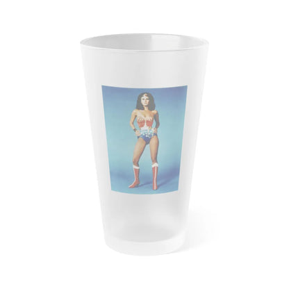 Lynda Carter #215 - Wonder Woman Photo (Vintage Female Icon) Frosted Pint 16oz-16oz-Frosted-Go Mug Yourself