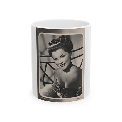 Debra Paget #524 - 1 B&W Glamour Promo Photo on Magazine Page Circa 50's (Vintage Female Icon) White Coffee Mug-11oz-Go Mug Yourself