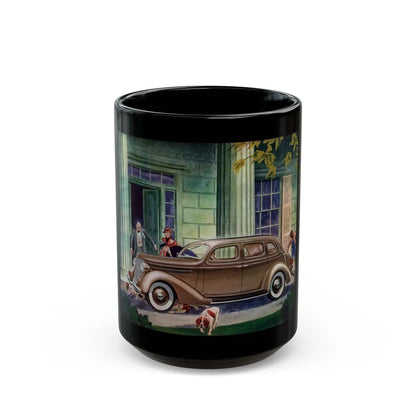 Ford V-8 for 1936 advertisement, The American Magazine, May 1936 - Black Coffee Mug-15oz-Go Mug Yourself