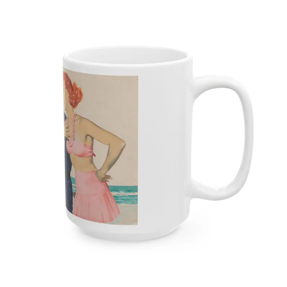 Couple and Cop, probable magazine illustration - White Coffee Mug-Go Mug Yourself