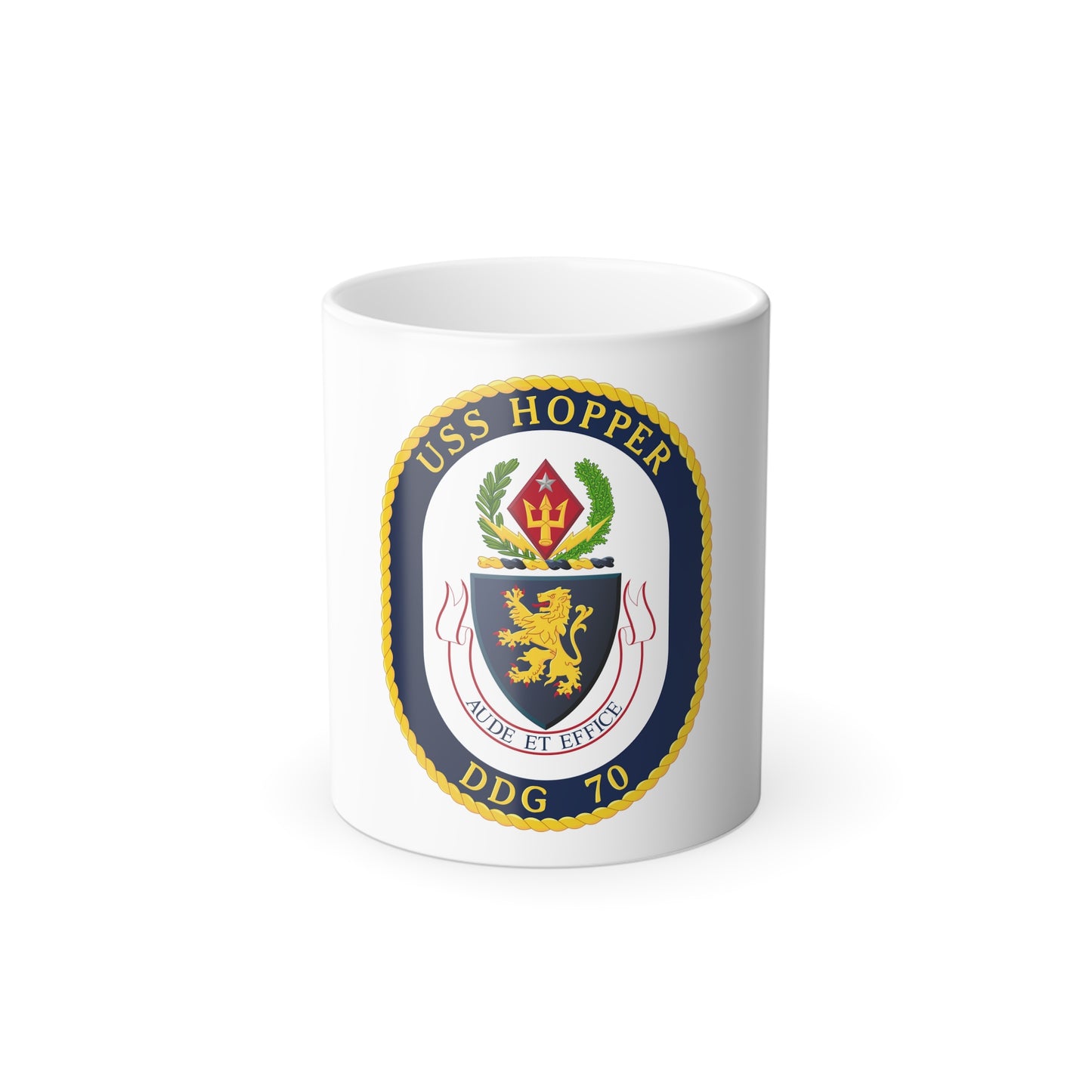 USS Hopper DDG 70 Crest (U.S. Navy) Color Changing Mug 11oz