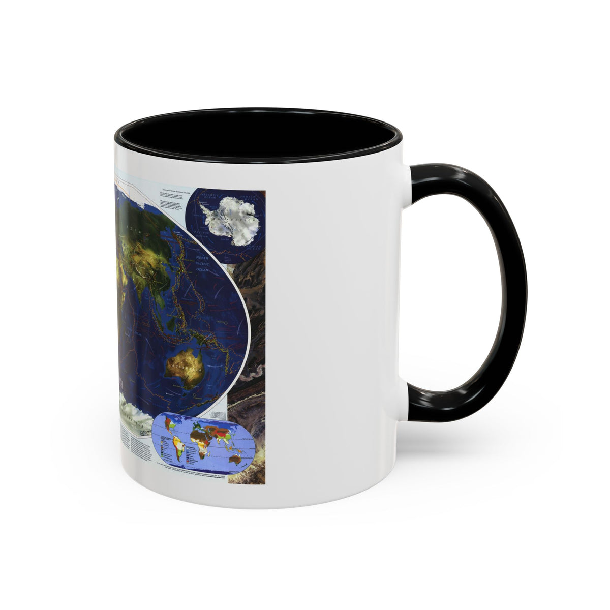 World Map - Physical Earth 1 (1998) (Map) Accent Coffee Mug