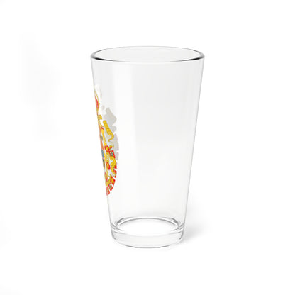 Escudo de Felipe V de España Toisón y Espiritu Santo Leones de gules (Spain) (Coat of Arms) Pint Glass 16oz
