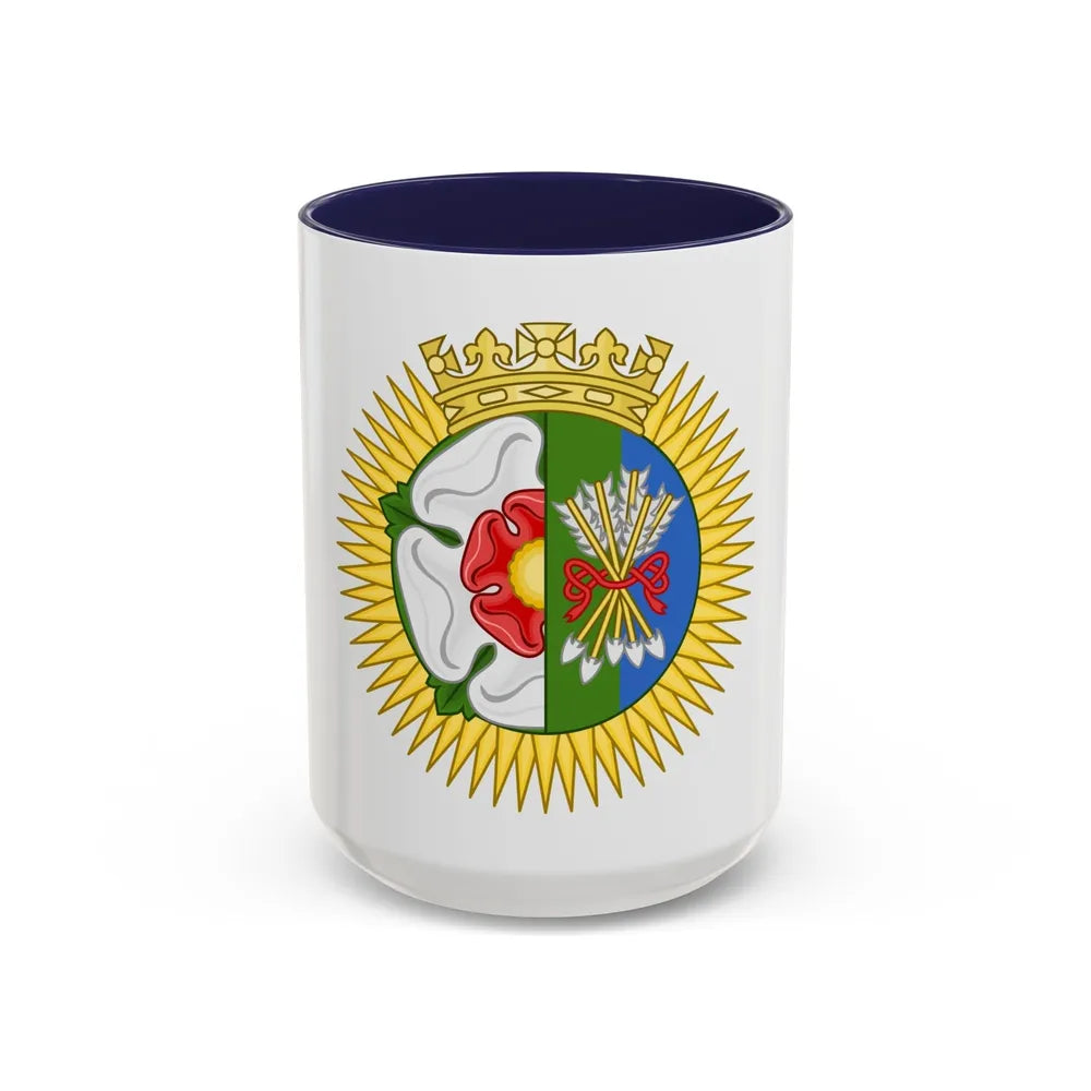 Tudor Rose and Arrows Badge - Accent Coffee Mug-15oz-Navy-Go Mug Yourself