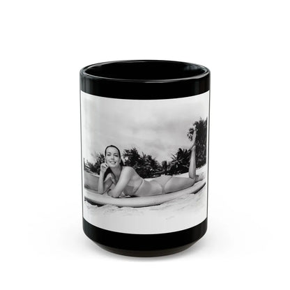 Susan Hart #18 - 8x10 B&W Cheesecake 2-Piece Swimsuit ''Ride The Wild Surf'' '64 Movie Promo Photo (Vintage Female Icon) Black Coffee Mug-15oz-Go Mug Yourself