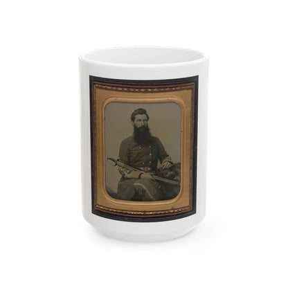 Captain George W. Hackworth Of Co. F, 1st Virginia Cavalry Regiment, In Uniform With Sword (U.S. Civil War) White Coffee Mug