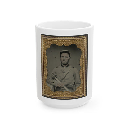 Unidentified Soldier In North Carolina Uniform With Sword And Revolver (U.S. Civil War) White Coffee Mug