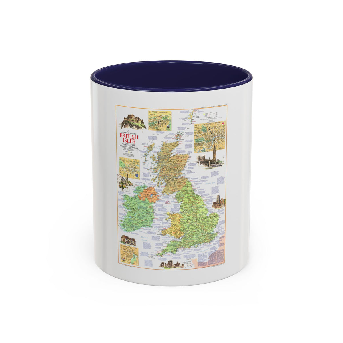 British Isles - A Traveller's Map 1 (1974) (Map) Accent Coffee Mug