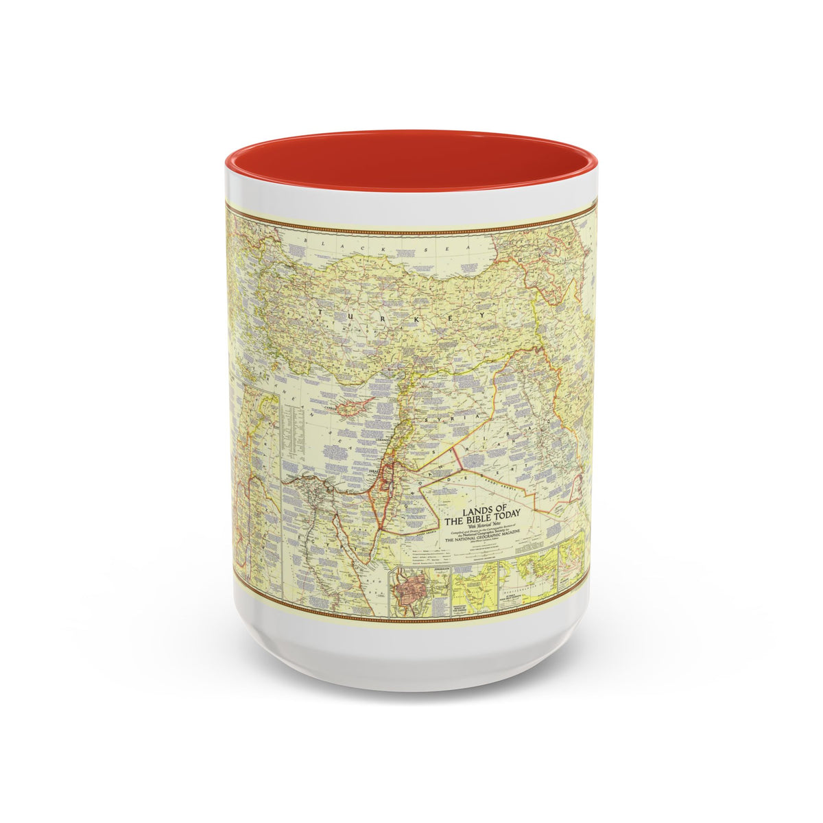 Middle East - Lands of the Bible Today (1956) (Map) Accent Coffee Mug