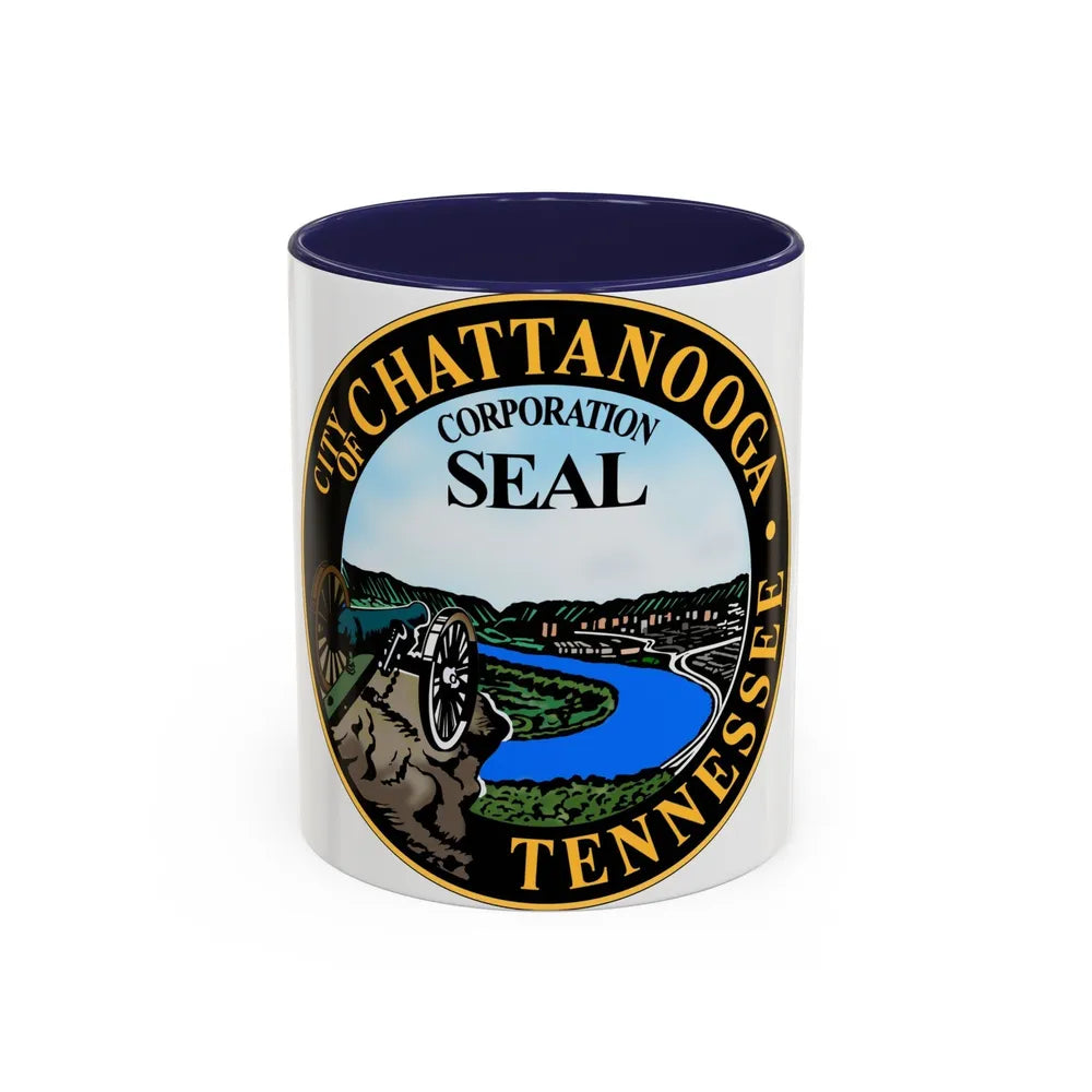 Seal of Chattanooga Tennessee - Accent Coffee Mug-11oz-Navy-Go Mug Yourself