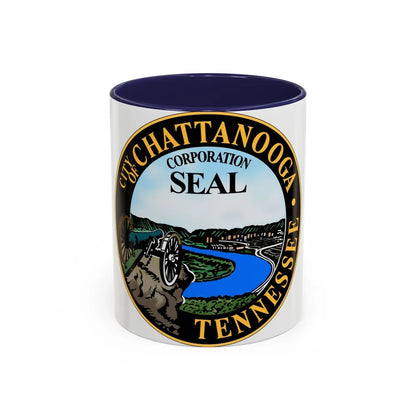 Seal of Chattanooga Tennessee - Accent Coffee Mug-11oz-Navy-Go Mug Yourself