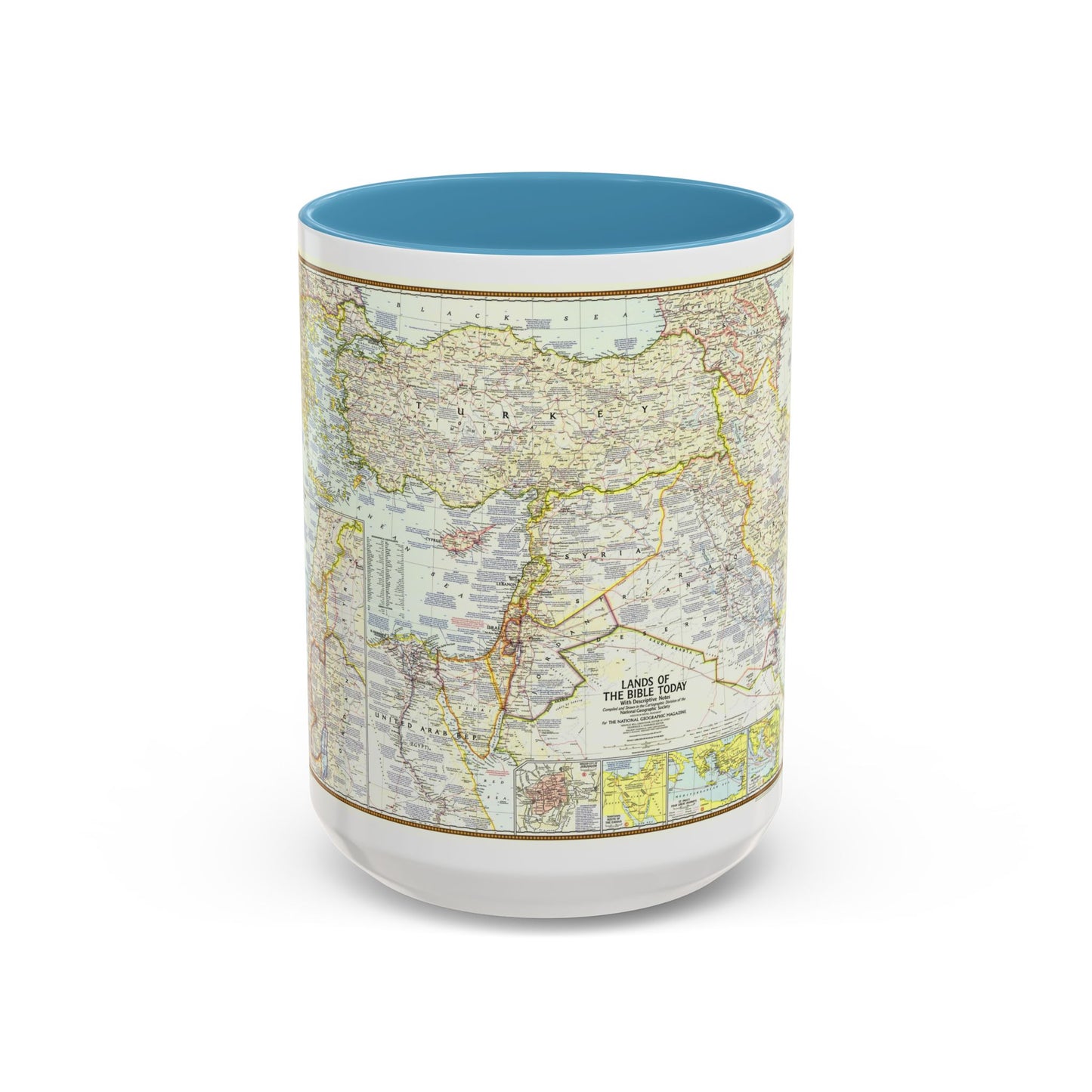 Middle East - Lands of the Bible Today (1967) (Map) Accent Coffee Mug