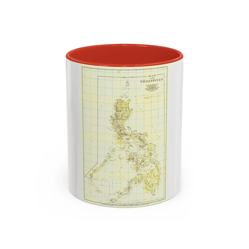 Philippines, The (1905) (Map) Accent Coffee Mug-11oz-Red-Go Mug Yourself