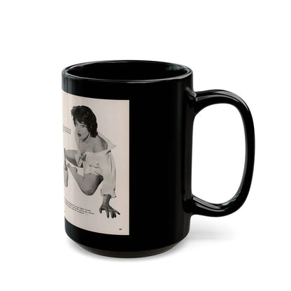 Valerie French #37 - [Pages 48 & 49] Pages 1 & 2 of 2 with, Valerie+3 B&W Photos & 3 Captions from Gay Blade Magazine Dec. '56 (Vintage Female Icon) Black Coffee Mug-Go Mug Yourself