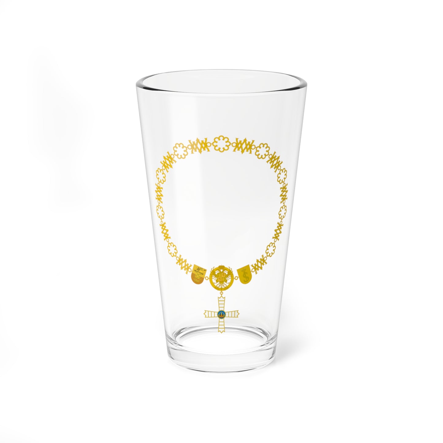 Collar de la Hermandad de Caballeros Mozárabes de Toledo (Spain) (Coat of Arms) Pint Glass 16oz