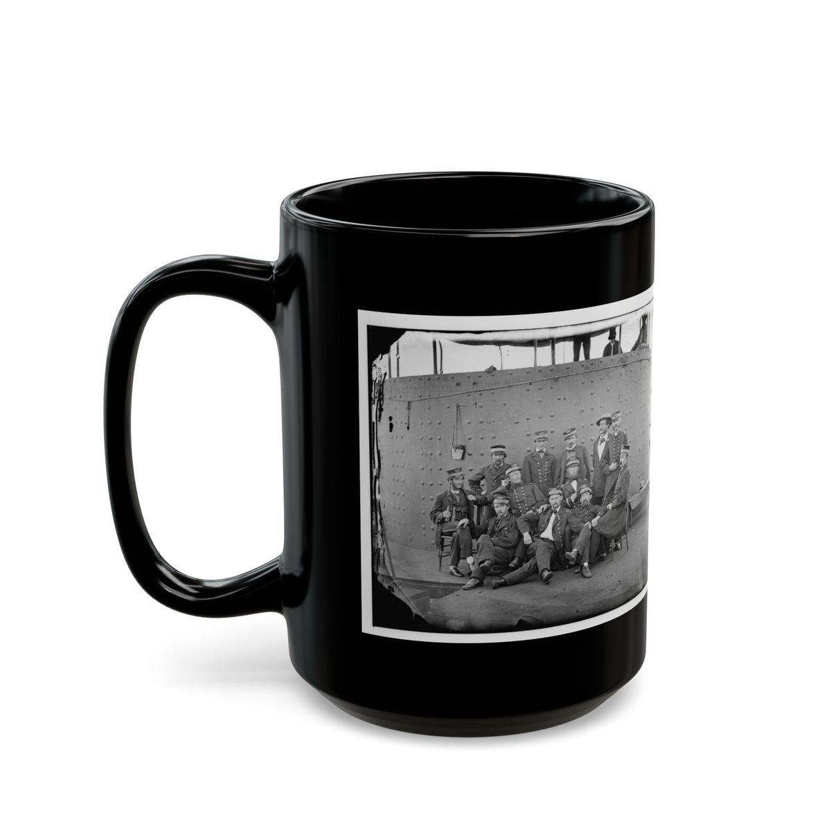 James River, Va. Officers Of The U.S.S. Monitor Grouped By The Turret (U.S. Civil War) Black Coffee Mug