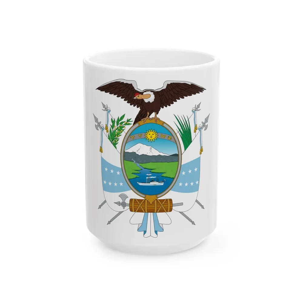 Coat of arms of Ecuador (1845) - White Coffee Mug-15oz-Go Mug Yourself